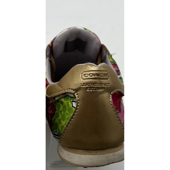 Coach Kirby Floral Print Sneakers Womens Sz 7M Y2K Leatherware‎ Bold Color Pop - Picture 8 of 8